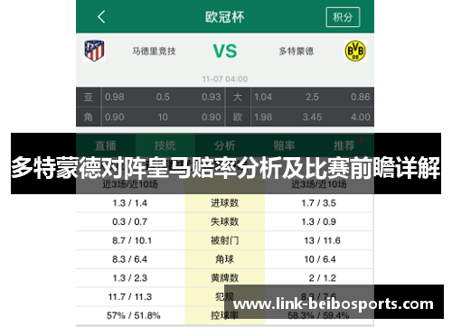 多特蒙德对阵皇马赔率分析及比赛前瞻详解